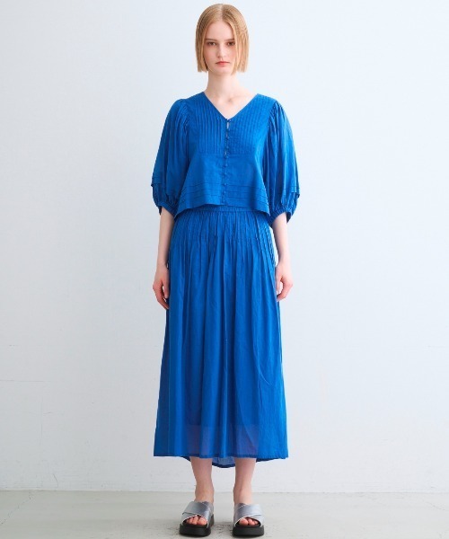 three dots(スリードッツ)の「コットンローン タックスカート(スカート・レディース・ブラック/チャコールグレー/ロイヤルブルー・SMALL/MEDIUM)」の18枚目の写真