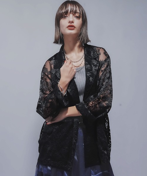 HARE（ハレ）の「ヴィンテージシシュウジャケット(HARE)（テーラードジャケット・レディース・ブルー/ブラック/ホワイト・FREE）」の14枚目の写真