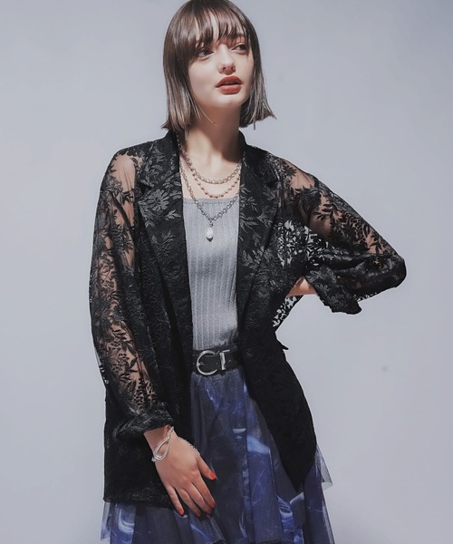 HARE（ハレ）の「ヴィンテージシシュウジャケット(HARE)（テーラードジャケット・レディース・ブルー/ブラック/ホワイト・FREE）」の15枚目の写真