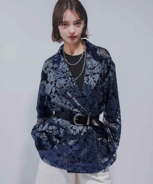 HARE（ハレ）の「ヴィンテージシシュウジャケット(HARE)（テーラードジャケット・レディース・ブルー/ブラック/ホワイト・FREE）」の17枚目の写真