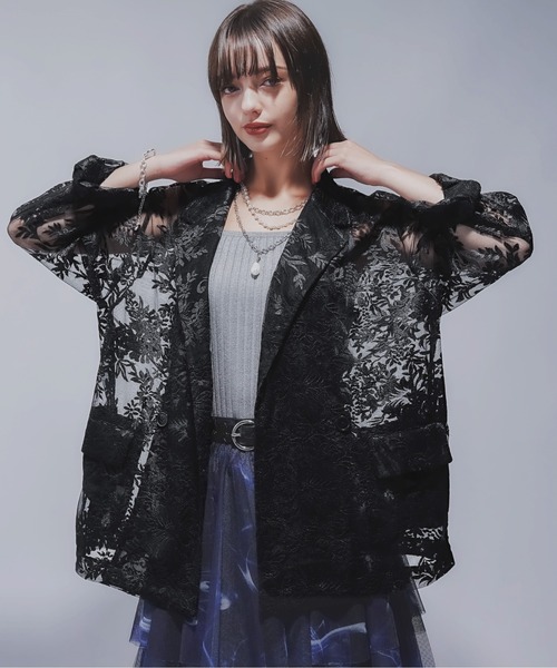 HARE（ハレ）の「ヴィンテージシシュウジャケット(HARE)（テーラードジャケット・レディース・ブルー/ブラック/ホワイト・FREE）」の10枚目の写真