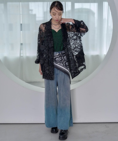 HARE（ハレ）の「ヴィンテージシシュウジャケット(HARE)（テーラードジャケット・レディース・ブルー/ブラック/ホワイト・FREE）」の5枚目の写真