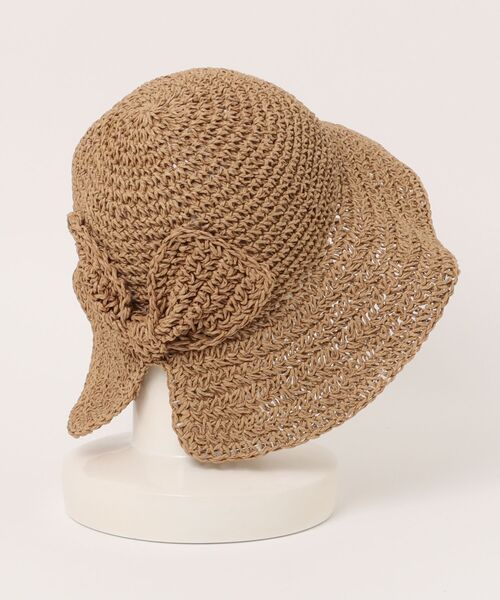 TONE SELECT GOODS（トーンセレクトグッズ）の「pur chouchou/バックリボン 麦わら帽子 P4478（ハット・レディース・ブラウン/ベージュ/ネイビー/ブラック・FREE）」の5枚目の写真