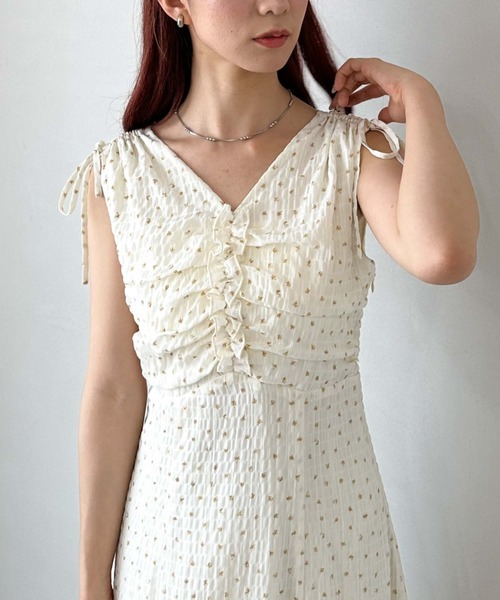 archives(アルシーヴ)の「小花柄ドロストノースリワンピース(ワンピース・レディース・ベージュ/ブラック/オフホワイト・MEDIUM)」の21枚目の写真