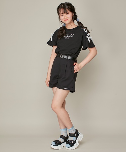 JENNI love（ジェニィラブ）の「【セットアイテム・ウエスト調整可】ベルト付きロールアップショーパン（その他パンツ・キッズ・ベージュ/ブラック・130cm/140cm/150cm/160cm）」の7枚目の写真