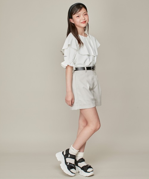 JENNI love（ジェニィラブ）の「【セットアイテム・ウエスト調整可】ベルト付きロールアップショーパン（その他パンツ・キッズ・ベージュ/ブラック・130cm/140cm/150cm/160cm）」の10枚目の写真