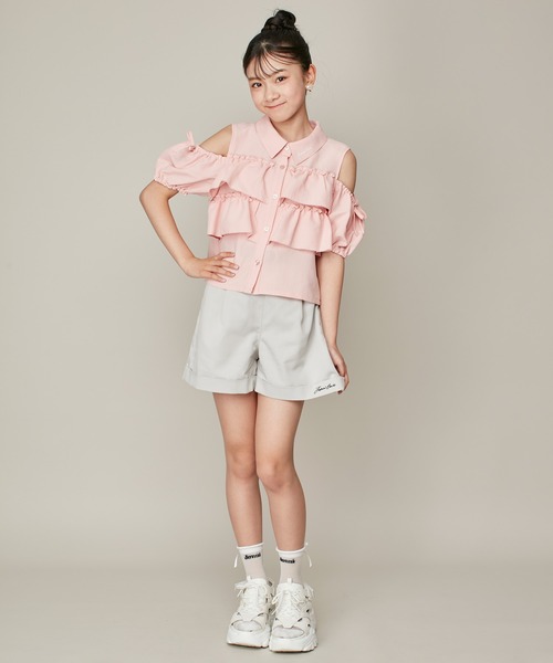 JENNI love（ジェニィラブ）の「【セットアイテム・ウエスト調整可】ベルト付きロールアップショーパン（その他パンツ・キッズ・ベージュ/ブラック・130cm/140cm/150cm/160cm）」の15枚目の写真