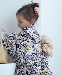 utatane | キッズ浴衣3点セット ニコアンティーク チューリップモザイク マスタード(浴衣)