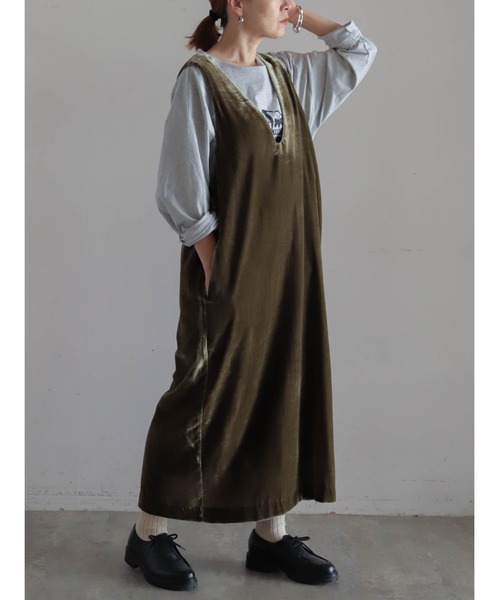 レーヨンベルベット 深Vジャンスカ（ジャンパースカート）｜FIL DE FER