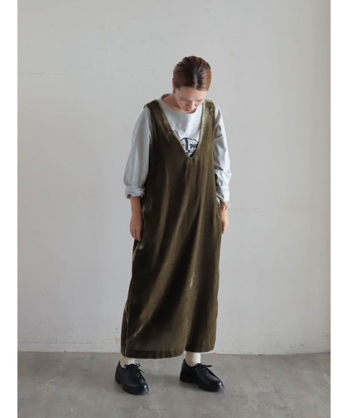 セール】レーヨンベルベット 深Vジャンスカ（ジャンパースカート