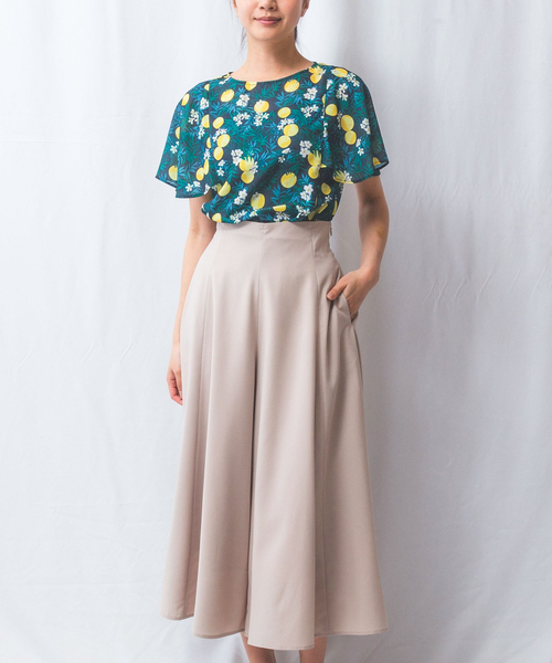 NARACAMICIE（ナラカミーチェ）の「【NARACAMICIE】フルーツ柄シフォン半袖プルオーバー（シャツ/ブラウス・レディース・ネイビー/ホワイト・XL/M）」の16枚目の写真