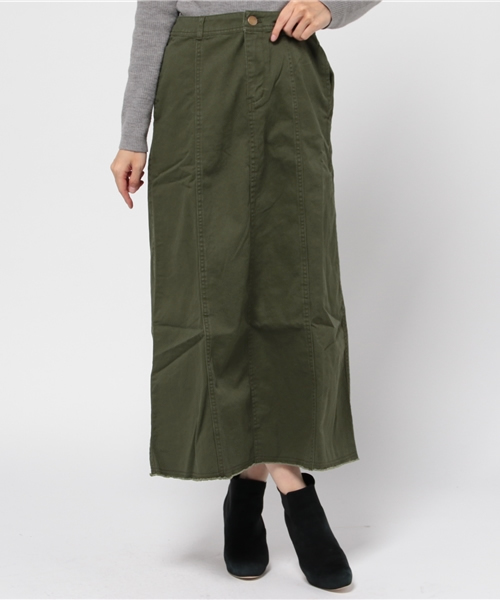 SEVENDAYS=SUNDAY（セブンデイズサンデイ）の「綿ツイルマキシスカート（スカート・レディース・ブラック/カーキ・MEDIUM/LARGE）」の2枚目の写真