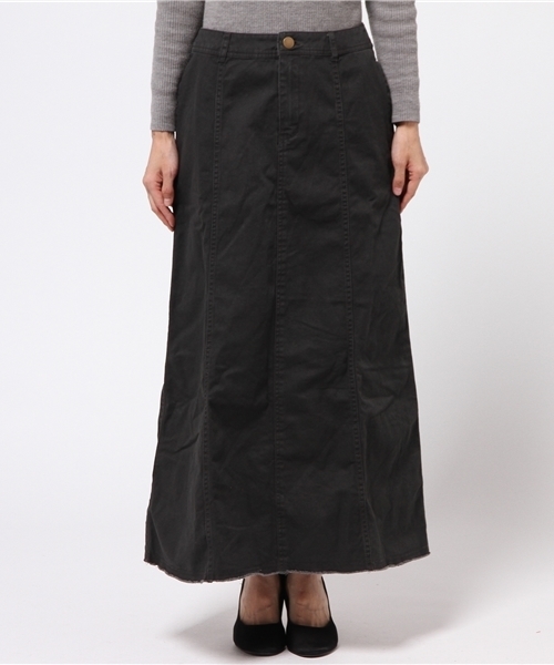 SEVENDAYS=SUNDAY（セブンデイズサンデイ）の「綿ツイルマキシスカート（スカート・レディース・ブラック/カーキ・MEDIUM/LARGE）」の3枚目の写真