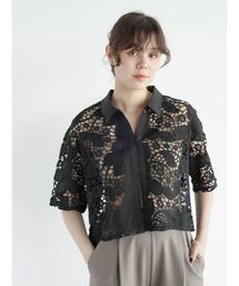 Botanical crochet lace shirt