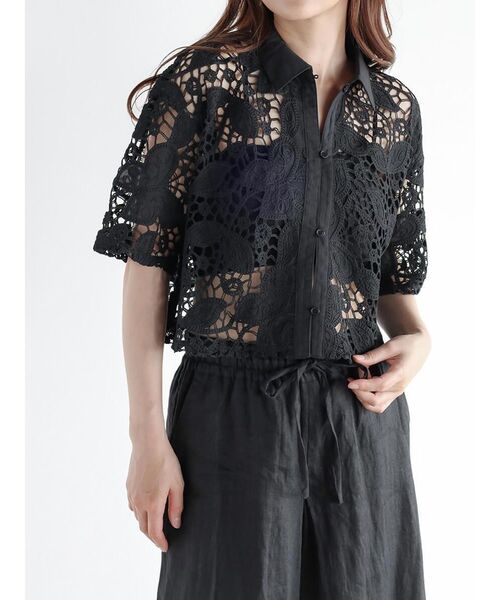 ブラウス シャツ Botanical crochet lace shirt レディース Botanical crochet lace shirt（シャツ/ブラウス）｜FIKA