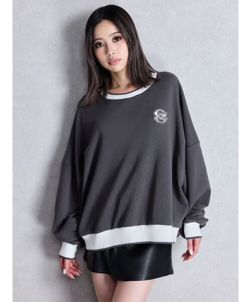 GYDA（ジェイダ）の「GYDA BICOLOR スウェットトップス（スウェット・レディース・パープル/オフホワイト/チャコールグレー・FREE）」の14枚目の写真