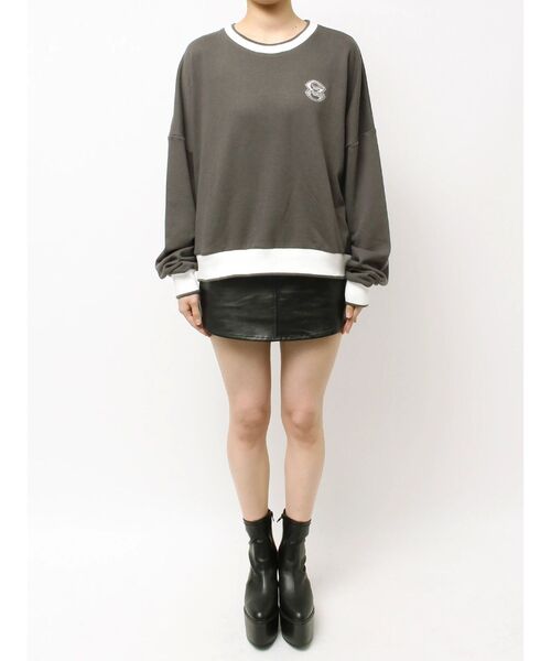 GYDA（ジェイダ）の「GYDA BICOLOR スウェットトップス（スウェット・レディース・パープル/オフホワイト/チャコールグレー・FREE）」の5枚目の写真