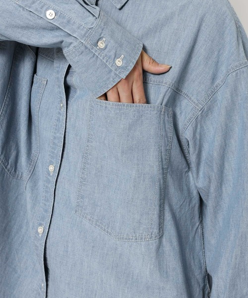 BABYLONE（バビロン）の「シャンブレーワークシャツ（シャツ/ブラウス・レディース・ブルー/ライトブルー/ベージュ・フリー）」の12枚目の写真