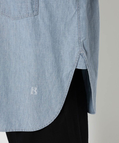 BABYLONE（バビロン）の「シャンブレーワークシャツ（シャツ/ブラウス・レディース・ブルー/ライトブルー/ベージュ・フリー）」の13枚目の写真
