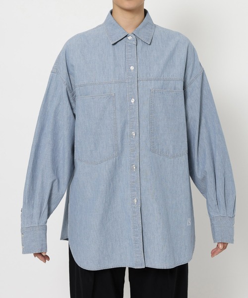 BABYLONE（バビロン）の「シャンブレーワークシャツ（シャツ/ブラウス・レディース・ブルー/ライトブルー/ベージュ・フリー）」の4枚目の写真