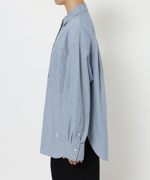 BABYLONE（バビロン）の「シャンブレーワークシャツ（シャツ/ブラウス・レディース・ブルー/ライトブルー/ベージュ・フリー）」の5枚目の写真