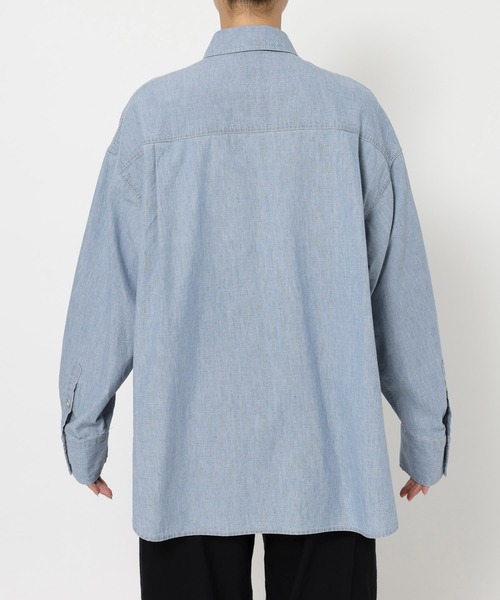 BABYLONE（バビロン）の「シャンブレーワークシャツ（シャツ/ブラウス・レディース・ブルー/ライトブルー/ベージュ・フリー）」の6枚目の写真