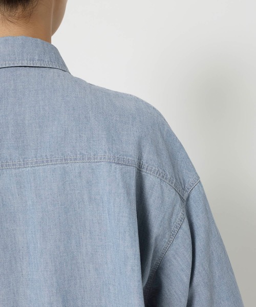 BABYLONE（バビロン）の「シャンブレーワークシャツ（シャツ/ブラウス・レディース・ブルー/ライトブルー/ベージュ・フリー）」の7枚目の写真