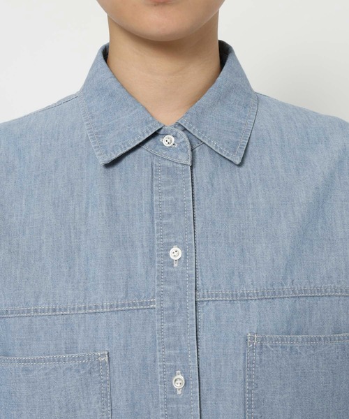 BABYLONE（バビロン）の「シャンブレーワークシャツ（シャツ/ブラウス・レディース・ブルー/ライトブルー/ベージュ・フリー）」の8枚目の写真