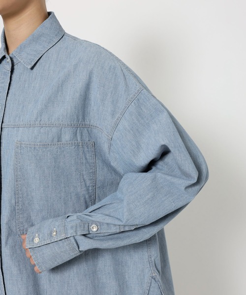 BABYLONE（バビロン）の「シャンブレーワークシャツ（シャツ/ブラウス・レディース・ブルー/ライトブルー/ベージュ・フリー）」の10枚目の写真