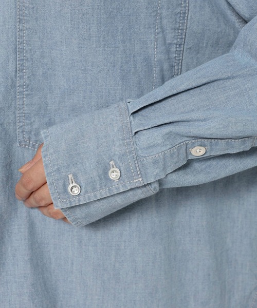 BABYLONE（バビロン）の「シャンブレーワークシャツ（シャツ/ブラウス・レディース・ブルー/ライトブルー/ベージュ・フリー）」の11枚目の写真