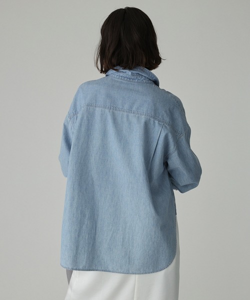 BABYLONE（バビロン）の「シャンブレーワークシャツ（シャツ/ブラウス・レディース・ブルー/ライトブルー/ベージュ・フリー）」の19枚目の写真