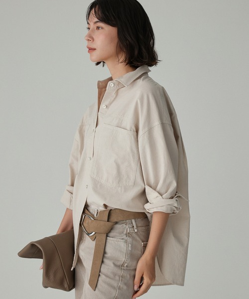 BABYLONE（バビロン）の「シャンブレーワークシャツ（シャツ/ブラウス・レディース・ブルー/ライトブルー/ベージュ・フリー）」の21枚目の写真