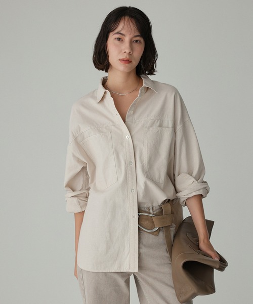 BABYLONE（バビロン）の「シャンブレーワークシャツ（シャツ/ブラウス・レディース・ブルー/ライトブルー/ベージュ・フリー）」の20枚目の写真