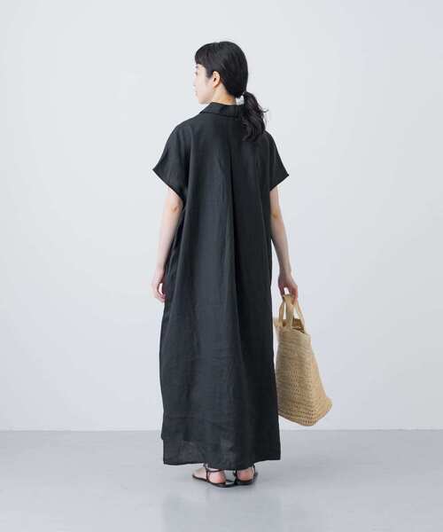 2サイズ展開』リネンフレンチシャツワンピース（ワンピース