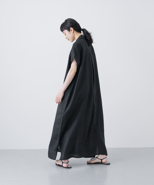 かぐれ 『2サイズ展開』リネンフレンチシャツワンピース かぐれ｜『2サイズ展開』リネンフレンチシャツワンピース