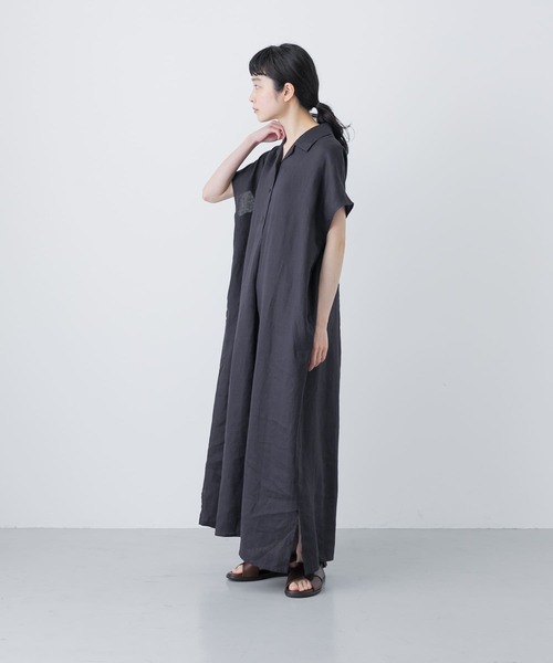 2サイズ展開』リネンフレンチシャツワンピース（ワンピース