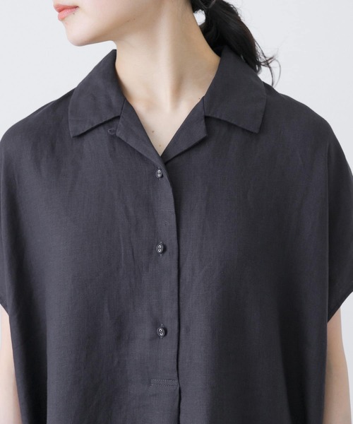 コロさま 極美品✨かぐれ　近年モデル　リネンシャツワンピース　ブラック　フリーサ コロさま 極美品✨かぐれ 近年モデル リネンシャツワンピース