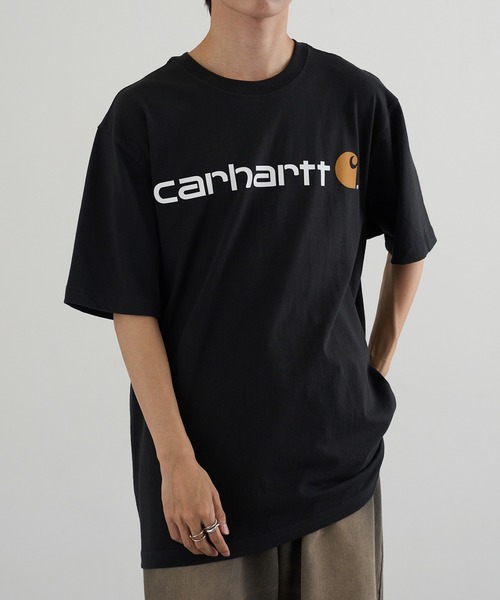 Carhartt(カーハート)の「【Carhartt】K195 フロントロゴプリントTシャツ(Tシャツ/カットソー・メンズ・ブラック/グレー・M/S/L)」の1枚目の写真