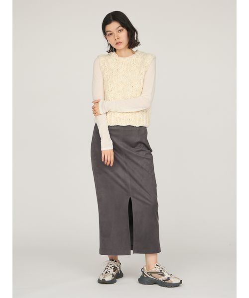 emmi（エミ）の「ウールミックスハンドニットベスト（ベスト・レディース・ブラウン/アイボリー・F）」の10枚目の写真