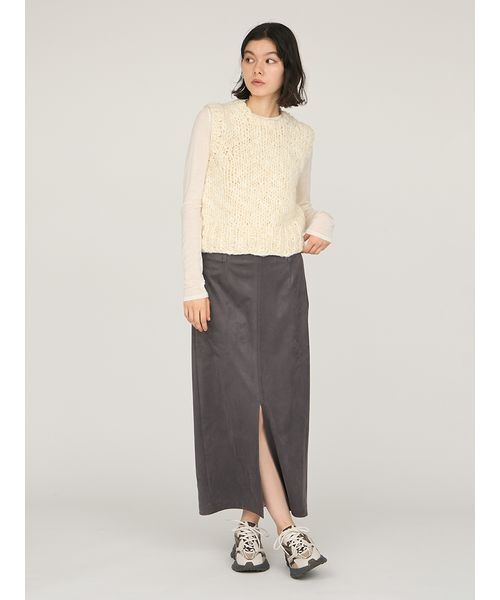 emmi（エミ）の「ウールミックスハンドニットベスト（ベスト・レディース・ブラウン/アイボリー・F）」の11枚目の写真