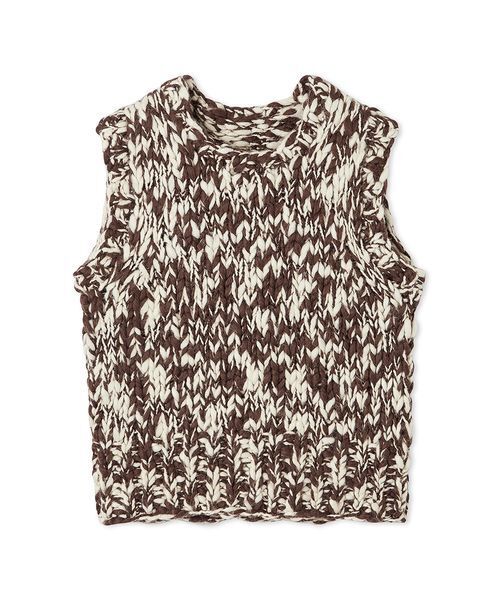 emmi（エミ）の「ウールミックスハンドニットベスト（ベスト・レディース・ブラウン/アイボリー・F）」の15枚目の写真