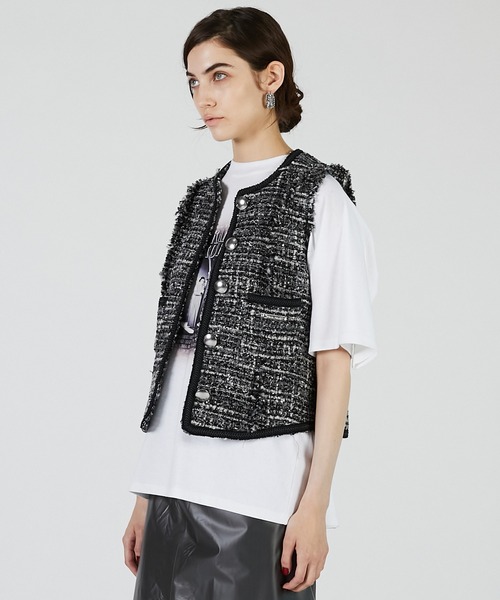 PRANK PROJECT(プランクプロジェクト)の「ツイードベスト / Tweed Vest(ベスト・レディース・ブラック/マルチ/ホワイト・FREE)」の12枚目の写真