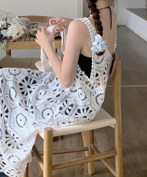 ReRe(リリ)の「刺繍ロングワンピース(ワンピース・レディース・ホワイト/ベージュ・FREE)」の13枚目の写真