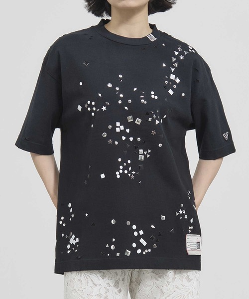 tシャツ 「MIHARAYASUHIRO/ミハラヤスヒロ」EMBELLISHED DISTRESSED TEE/スタッズプリントTシャツ レディース MIHARAYASUHIRO/ミハラヤスヒロ】EMBELLISHED DISTRESSED TEE