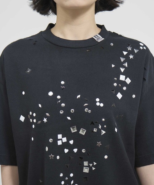 tシャツ 「MIHARAYASUHIRO/ミハラヤスヒロ」EMBELLISHED DISTRESSED TEE/スタッズプリントTシャツ レディース MIHARAYASUHIRO/ミハラヤスヒロ】EMBELLISHED DISTRESSED TEE