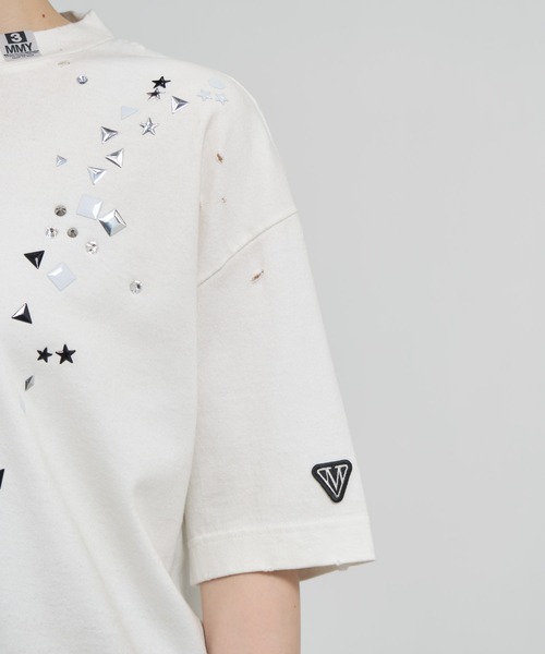 tシャツ 「MIHARAYASUHIRO/ミハラヤスヒロ」EMBELLISHED DISTRESSED TEE/スタッズプリントTシャツ レディース MIHARAYASUHIRO/ミハラヤスヒロ】EMBELLISHED DISTRESSED TEE