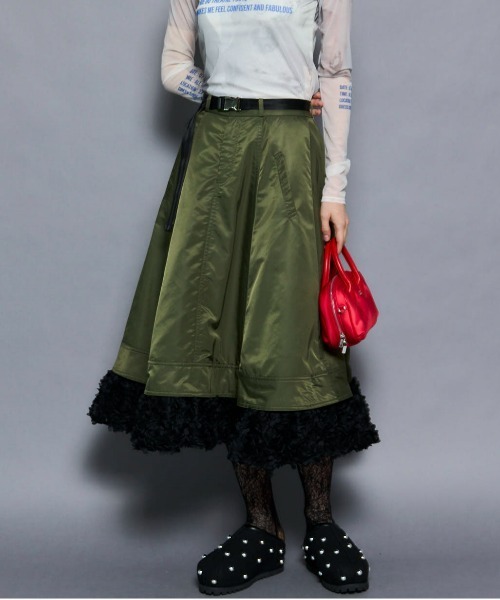 Belted 2way Flower Hem Volume Skirt/ベルテッド2WAYフラワーヘム