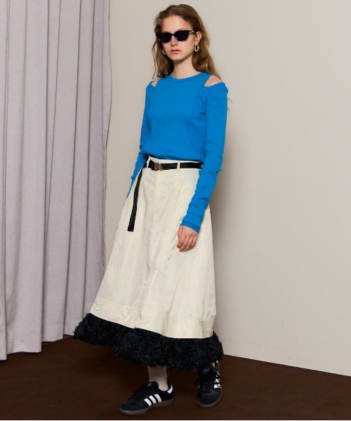 スカート Belted 2way Flower Hem Volume Skirt Belted 2way Flower Hem Volume Skirt