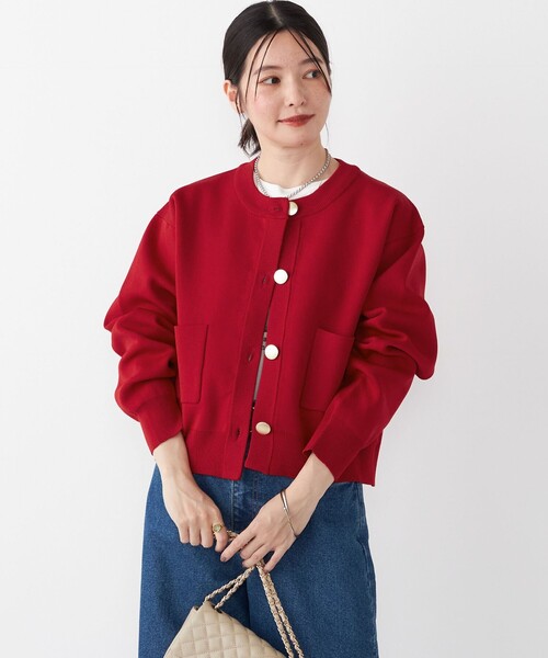 【rem closet】シェルボタンカーディガン・レッド rem closet】シェルボタンカーディガン・レッドの通販 by aym's shop