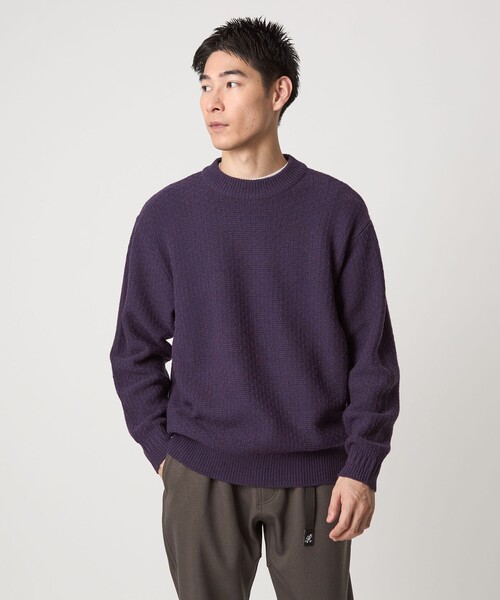 green label relaxing(グリーンレーベルリラクシング)の「ハミルトンラム ワイドネック ニット(ニット/セーター・メンズ・グレー/ライトブルー/ブラック/パープル・L/M/S/XL)」の7枚目の写真